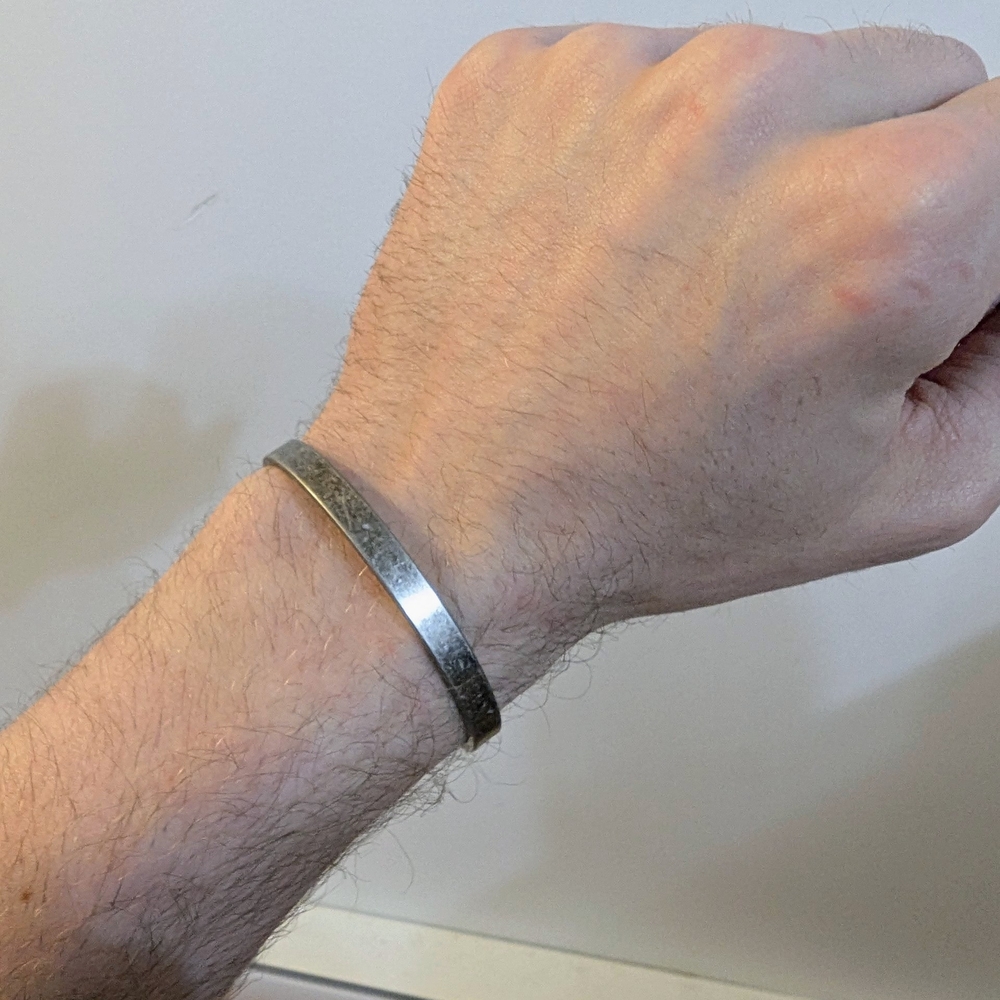 Source Unknown Textured Silver Men's Bracelet - Picture 3 of 3